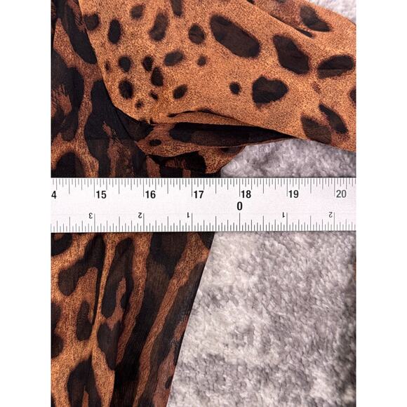 UNIF Top Medium Womens Leopard Sheer Open Front Blouse Long Sleeve - Picture 4 of 8